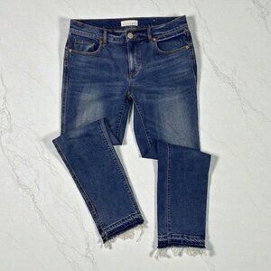 Loft Modern Straight Jeans Size 2/26 Womens 2 Raw Released Frayed Split Hem